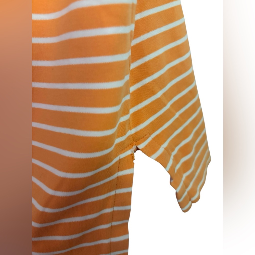 Polo Orange/White Striped Short Sleeve Polo Shirt -size Medium - Picture 9 of 12
